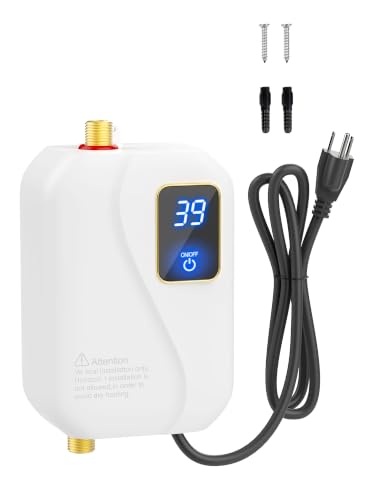 Electric Tankless Water Heater 110V 3000W Under Sink Instant Hot Water Heater with Digital Display Point of Use Portable Mini Heater for Kitchen Bathroom Sink
