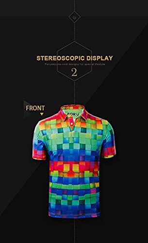 Afpanqz Novelty 3D Graphics Printed Short-Sleeve Slim Fit T-Shirts Summer Tunic Classic Golf Tennis Button Down Short-Sleeves Mens Casual Hirts Xl Purple And Green #TOP5