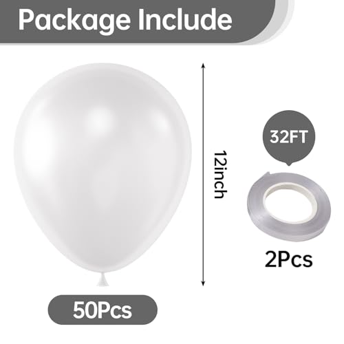 Image of KALOR 12 Inch Clear Balloons, 50 Pcs Latex Helium Balloons for Kid's Birthday Party, Baby Shower, Wedding, Graduate Party Decorations