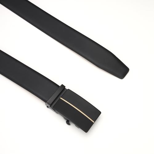 Auto-lock Black Men's Leather Belt, Wrinkle-free Genuine leather, No-hole, Micro-adjustable Belt with Nubuck Backside3