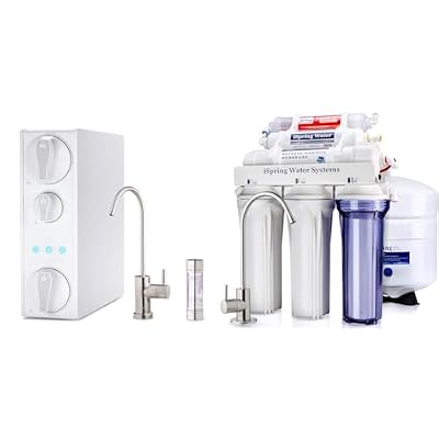 iSpring RO500AK-BN+UVF8 Tankless Reverse Osmosis Water Filtration System & RCC7AK, NSF Certified 75 GPD, Alkaline 6-Stage Reverse Osmosis System, pH+ Remineralization