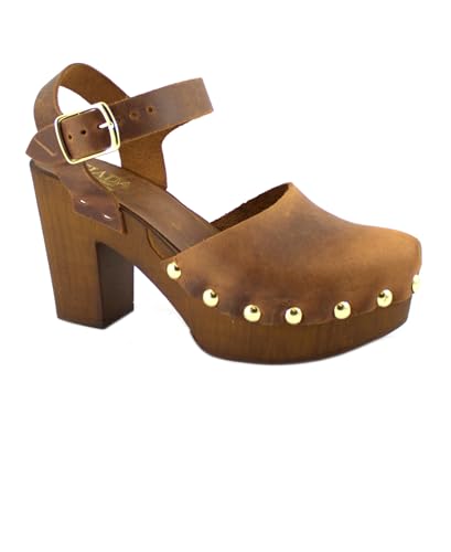 Chaussures cuir femme Giada 7067 sabots à plateau confortables taille 35