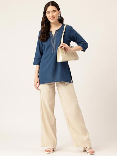 Image of Elegant Short Kurti for Women - 3 /4 Sleeves | Round Neck | (S to XXL)