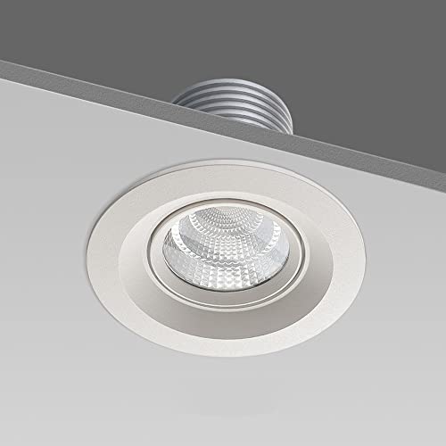 Sxxrdz Plafonniers encastrés à LED Modernes 7W, Spots Ronds Blancs Mats 110-240V Blanc Chaud 3000K - diamètre extérieur 100 mm, Taille du Trou de découpe 75-90 mm, pour Camping-Car Cover