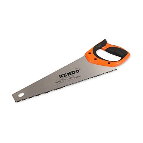 KENDO Fuchsschwanz Säge 350 mm - 7 Zähne/Zoll - Handsäge Holz - FastCut - mit ergonom. Bi-Materialgriffen - Holzsäge mit gehärteter, dreifach geschliffener Verzahnung Cover