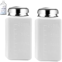 2 Pcs Liquid Push Alcohol Dispenser Solder Flux Bottle Cleaner Push Down Pump Dispenser for Acetone Cleanser Polish Remover, 200ml