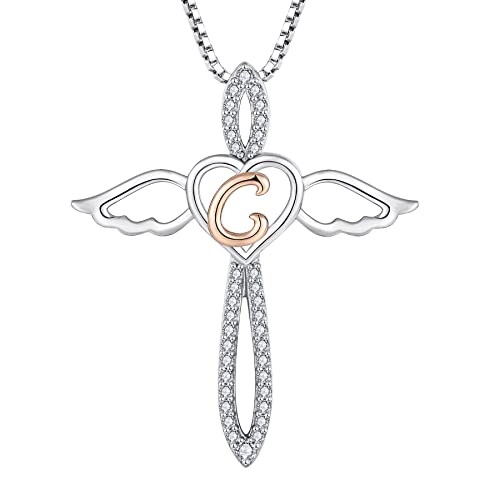 Collier lettre initiale en argent 925 personnalisé avec pendentif alphabet et ange gardien