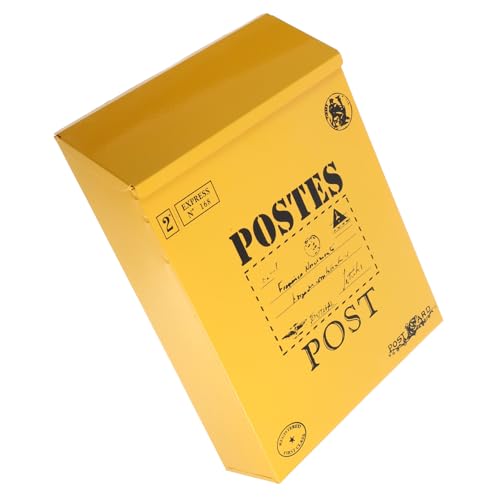 Artibetter Cassetta per Cenere Parete Cassetta Postale Gialla Bianca Deposito Lettere con Serratura Salvadanaio per Donazioni e Posta