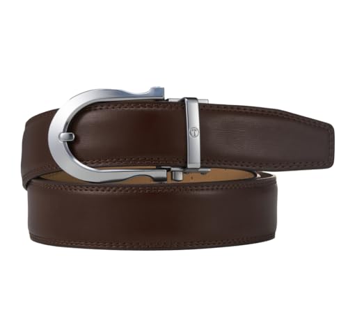 Men's Leather Ratchet Belt, 1 3/8" Adjustable Dress Belt, Trim to Fit2