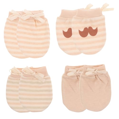 BESTYASH Infant Mittens Newborn 4 Pack Baby Cotton Mittens Comfortable Fit No Scratch Design