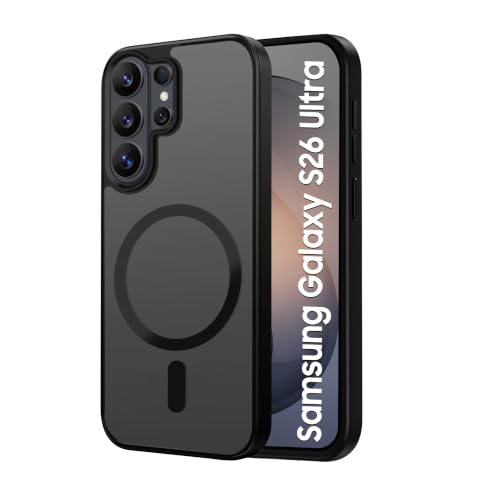 Image of CEDO Magnetic Cover for Samsung Galaxy S26 Ultra | Compatible with MagSafe Wireless Charging | Matte Black Case Designed with Magnetic Lock Shockproof Edge Protection Backcover (Translucent Black)