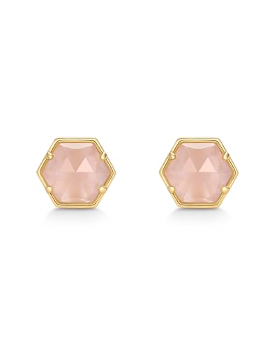 PAVOI 14K Gold Plated Hexagon Gemstone Stud Earrings for Women | Natural Birthstone Earring Pair3