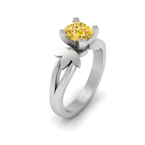 Argent sterling 0.925 bague diamant jaune DFJ femme élégante