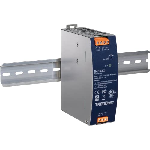Image of TRENDnet 150W, 52V DC, 2.89A AC to DC DIN-Rail Power Supply, TI-S15052, Industrial Power Supply with Built-in Power Factor Controller Function, Silver