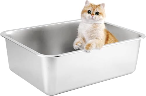Cat Litter Tray Litter Tray Cat Litter Box, Rustproof, Never Absorbs Odors, Stainless Steel Litter Tray for Cats Rabbits Cat Litter Tray Litter Tray Cat Litter Box, Rustproof, Never Absorbs Odors, Stainless Steel Litter Tray for Cats Rabbits