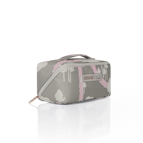 Image of American Tourister x Love Child by Masaba Polyester Cosmetic Pouch for Women /Travel Makeup Organizer /Stylish Multipurpose Toiletry Bag for Cosmetics, Accessories /Lightweight & Durable- Grey