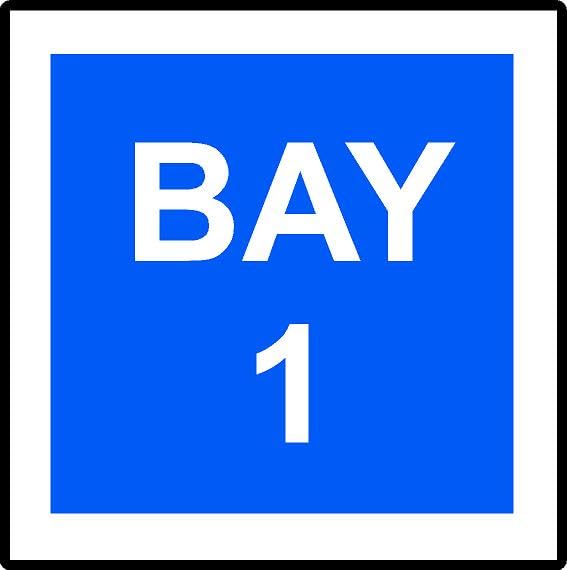 Bay 1 | 30cm x 30cm | Blue/White - PVC Plastic Sign for Parking Lots, Loading Zones, Warehouses, Industrial Sites, and Designated Areas | UK-Made with Renewable Energy | Low Carbon Footprint