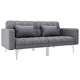 Anchura de asiento: 154 cm Sofá Cama, Sofá Chaise Longue Sofas de Salón Sofá Cama de Tela Gris Claro
