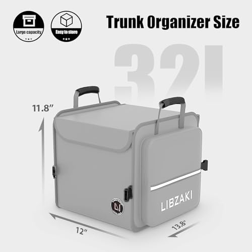 Image of LIBZAKI Car Trunk Storage Organizer, Collapsible Trunk Storage Box for Car Truck SUV-Gray