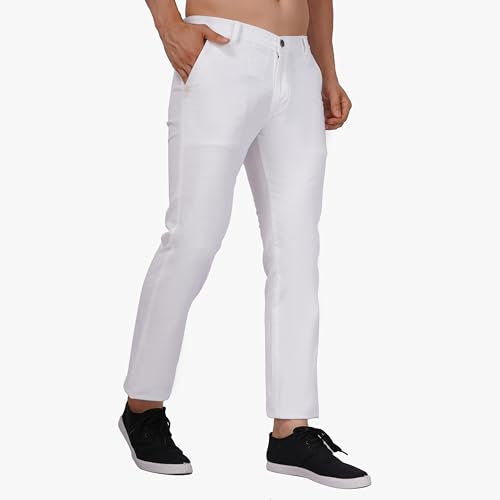 Image of Men's Regular Fit Linen Trousers | Slim Fit Lightweight Casual Pants | Stylish Dress Pants for Office or Travel | Premium Luxury Linen Trouser Pant with Breathable Comfort