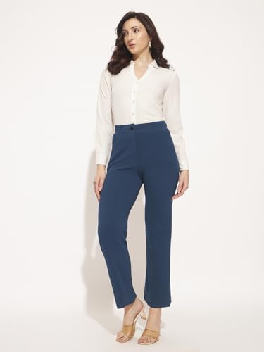 Image of Vogaan Women High Rise High Waist Trousers Flared Korean Style Formal Pants| Elegant Workwear for Office, College & Events