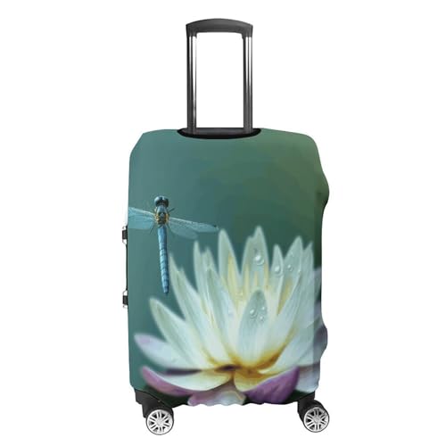 Dragonfly with Water Lily Printed Luggage Cover Protector, Fits 18-32 Inch Luggage4