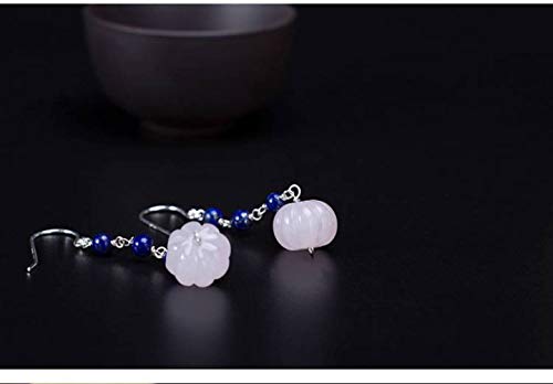 Puces d'oreilles femme style simple en argent et lapis gourde
