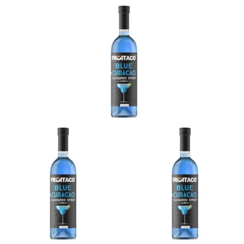 Image of Fruitaco Blue Curacao Syrup | Mixer for Mocktails, Cocktails, Drinks, Juices, Beverages | Non Alcoholic Mix (Pack of 3-375 Ml, 375, millilitre)
