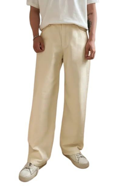 comfits Loose Fit Baggy Denim Jeans, Beige, Plain Style, Casual Wear-picture-13