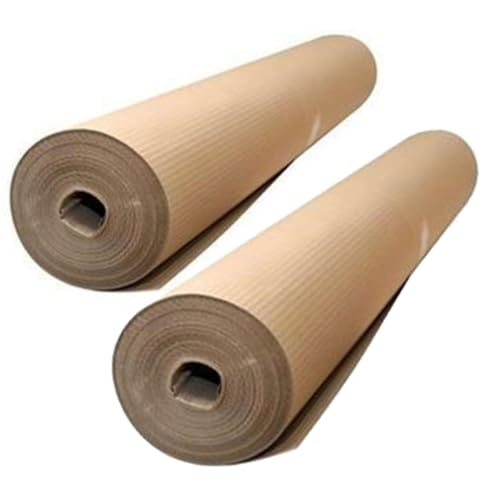 2 rollos de cartón corrugado de 1 x 45 metros, color habana, protección de suelos, pintura, suelos, trabajos de renovación – Fabricado en Italia