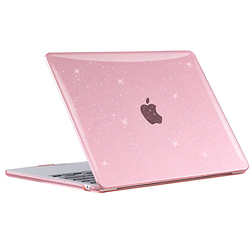 Image of EooCoo Case Compatible with MacBook Air 13 inch 2024-2022 Release M3 M2 A3113 A2681, Glitter Hard Shell&Keyboard Skin Cover&Screen Protector for Mac Air 13.6 inch Case, Sparkly Pink