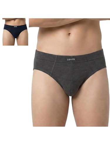 Image of Levi's 011 Comfort Brief for Men | 100% Pure Cotton | Breathable | Durable | Anti-Roll Waistband | Extra Supportive Gusset | Dual Layer 3D Pouch | Tagless & Zero Irritation Comfort | Pack of 2