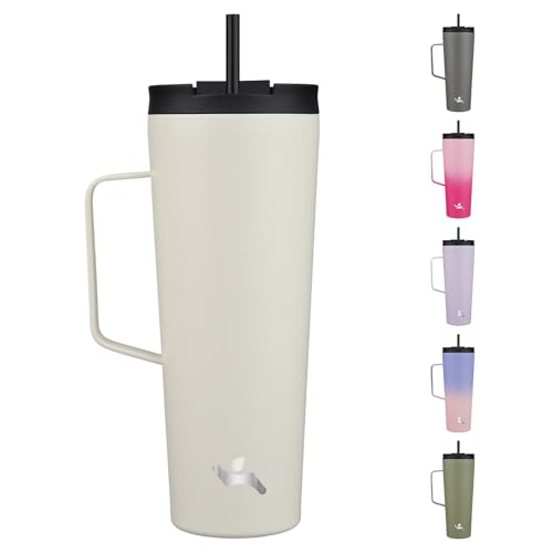 Image of Konokyo 26 oz Insulated Tumbler with Handle & Straw, Stainless Steel Mug
