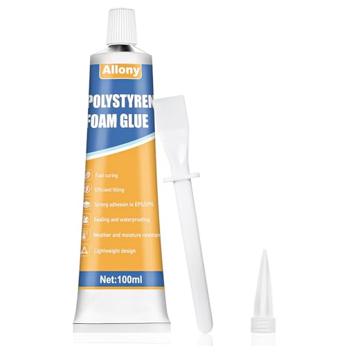 ALLONY Modelismo, Cola de Contacto, Pegamento para Plastico, Poliestireno, Sellador Impermeable Transparente, Pegamento para Paneles de Poliestireno, Marcos de Poliestireno, Espuma, 100ML