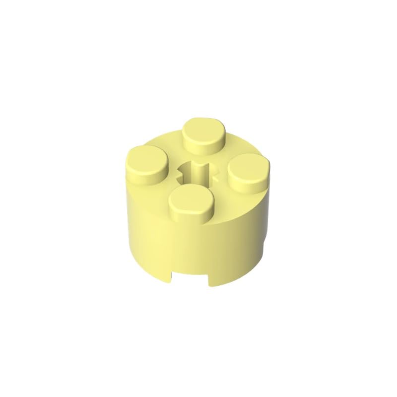 Gobricks 6143 Round Brick Brick Round 2x2 with Axle Hole 50 Pieces GDS-607 Compatible with Lego Building Blocks Color:Bright Light Yellow โ image 1