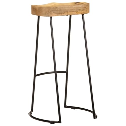 Tabourets de bar en bois de manguier lot de 2 rétro