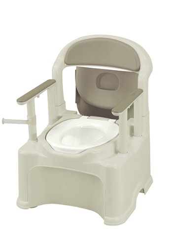 豊通オールライフ D0760 ポータブルトイレGR-1 標準タイプ (ブラウン) 消臭フォーム1本付き 便座カバー1枚付き 樹脂製ポータブルトイレ