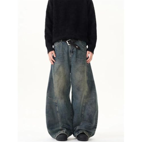 Men's Vintage Washed Loose Fit Jeans, Casual Denim, Streetwear, Straight Trousers, Summer Bottoms2
