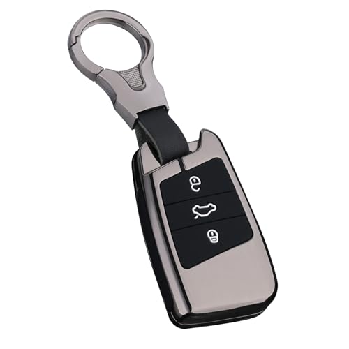 Sucxyor Kompatibel mit VW Schlüsselhülle Magotan Passat B8 CC Tiguan MK2 Jetta Skoda Superb A7 Kodiaq Zinklegierung Autoschlüssel Hülle VW Schlüssel Cover Schutzhülle mit Schlüsselanhänger