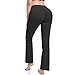 HISKYWIN Inner Pocket Yoga Pants 4 Way Stretch Tummy Control Workout Running Pants, Long Bootleg Flare Pants HF2-Black-M