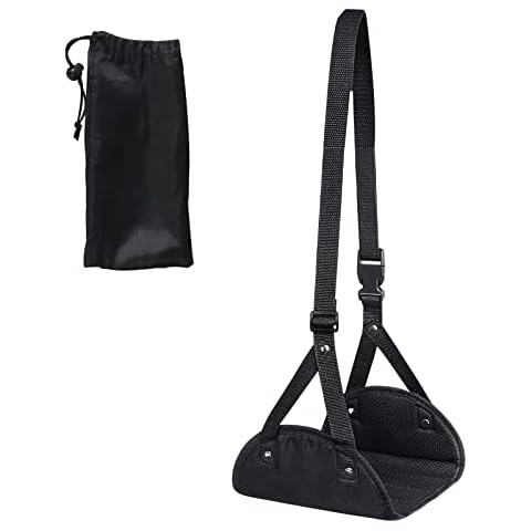 Gtwinsone Airplane Foot Rest Adjustable Sling Foot Hammock for Flight Folding Foot Rest Travel Accessories with Storage Bag Portable Plane Travel Footrest for Airplanes Office Under Desk Cover