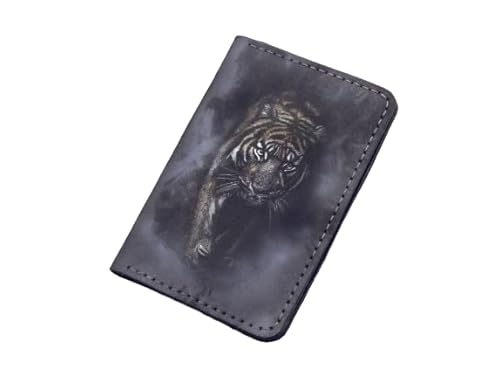 Siberian Tiger, Bengal Tiger, Animal, Fashion Women's 3D Genuine Leather Bifold Wallet, Snap Closure, Small Wallet, Credit Card Holder, Coin Purse with ID Window, Custom Handmade wallet, Minimalist