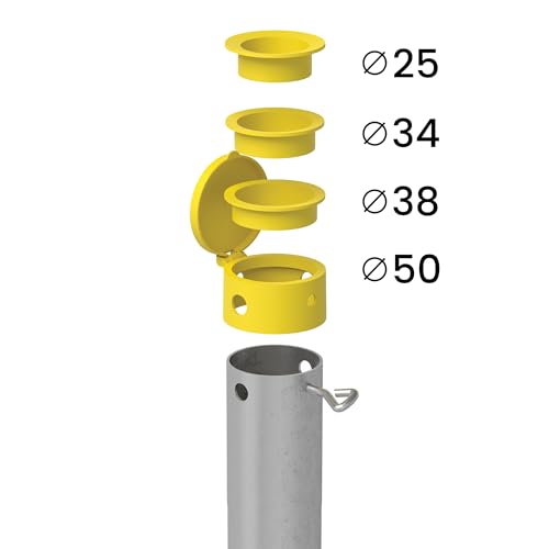GRUNDLINE - Pfostenträger rund Ø 25 bis 50 mm - Bodenanker zum eindrehen - Schraubfundament - Einschraub Bodenhülsen - Stützenfuß - Erdanker - Erdspieß - Bodenhülse Sonnenschirm - Wäschespinne