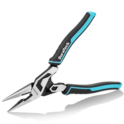 DURATECH 8.5-Inch Compound Needle Nose Pliers, Gen 2 Dual Pivot Design for Ultra Labor-Saving, High-Leverage Long Nose Pliers with Cutter, CR-V Steel for Gripping, Bending and Reaching