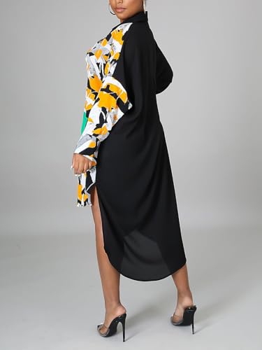 Robe de chemise patchwork léopard longue et ample imprimée pour le printemps - 6