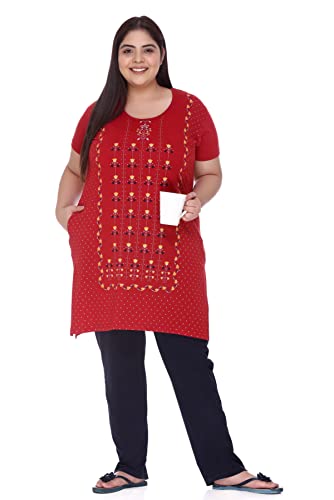 Image of In Love Women's Plus Size Printed Cotton Night Suit Set Short Sleeve | Cotton fabric - soft night suit set for sleepwear and home comfort