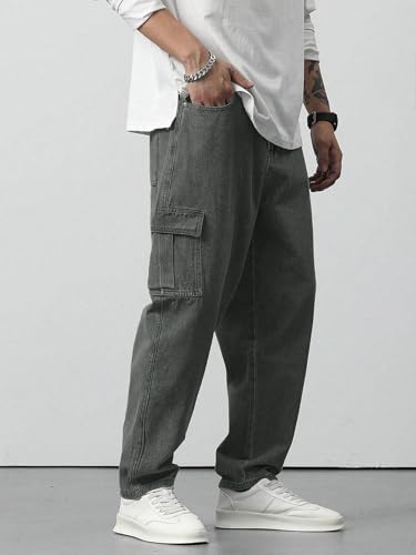 Image of TAGAS Men Loose Fit Men's Flip Pocket Jeans || Mens Stylish Cotton Loose Fit Denim Cargo || Multi-Pocket Styling Pant||