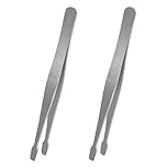 2 Pcs Stainless Steel Stamp Tweezers Tongs Flat Wide Tip Precision Philately Tweezers for Stamps, Documents, Photo Development, etc.