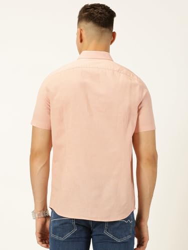 Image of Thomas Scott Men's | Solid | Half Sleeve | Slim Fit | Linen Blend | Spread Collar | Casual Shirt