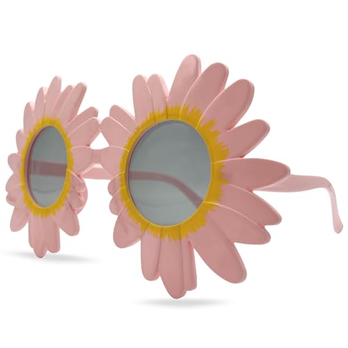 Gafas de Sol en forma de Girasol, gafas de sol sin montura, Gafas diseño flor Girasol, Gafas para disfraz, Gafas para fiesta, Gafas despedida de soltero/a, Gafas carnaval, Unisex (Rosas)